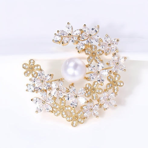 Flowers Pearl Brooch